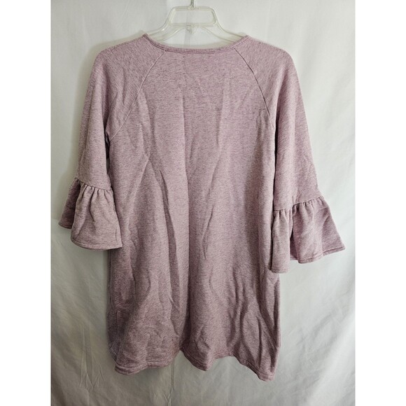 J. Jill Christian Siriano Pop Women’s Tunic Top Pink Ruffle Bell Sleeve 1X - Picture 2 of 6